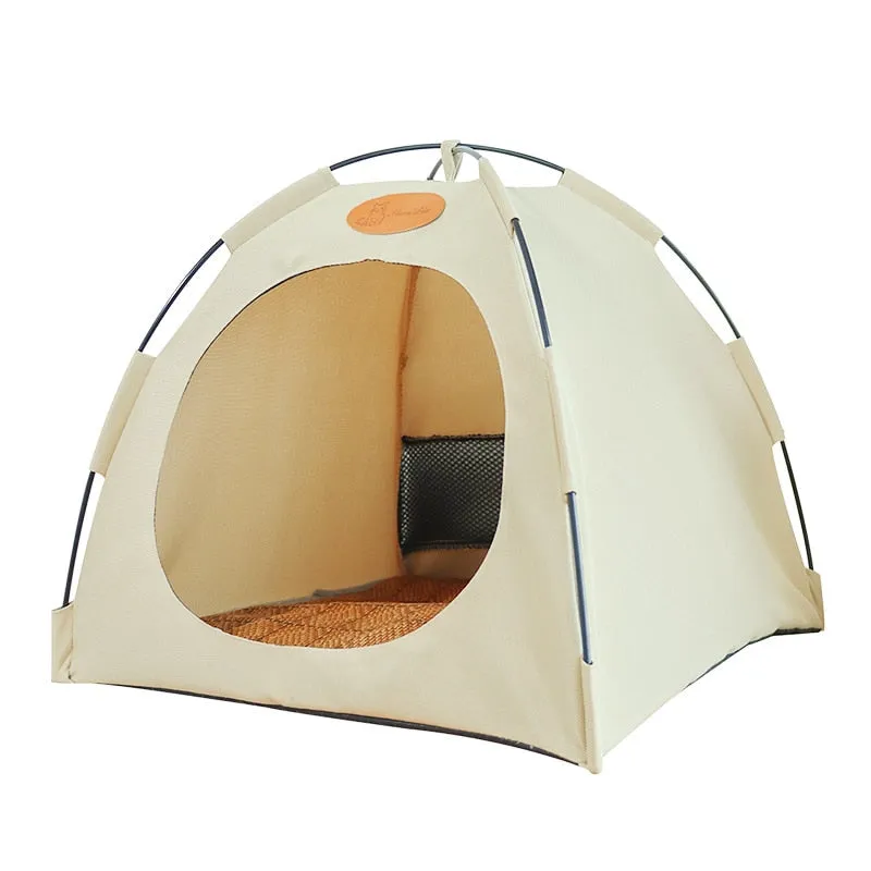 New Waterproof Canvas Pet House Enclosed Cat Bed;  Cozy Kitty Nest Portable
