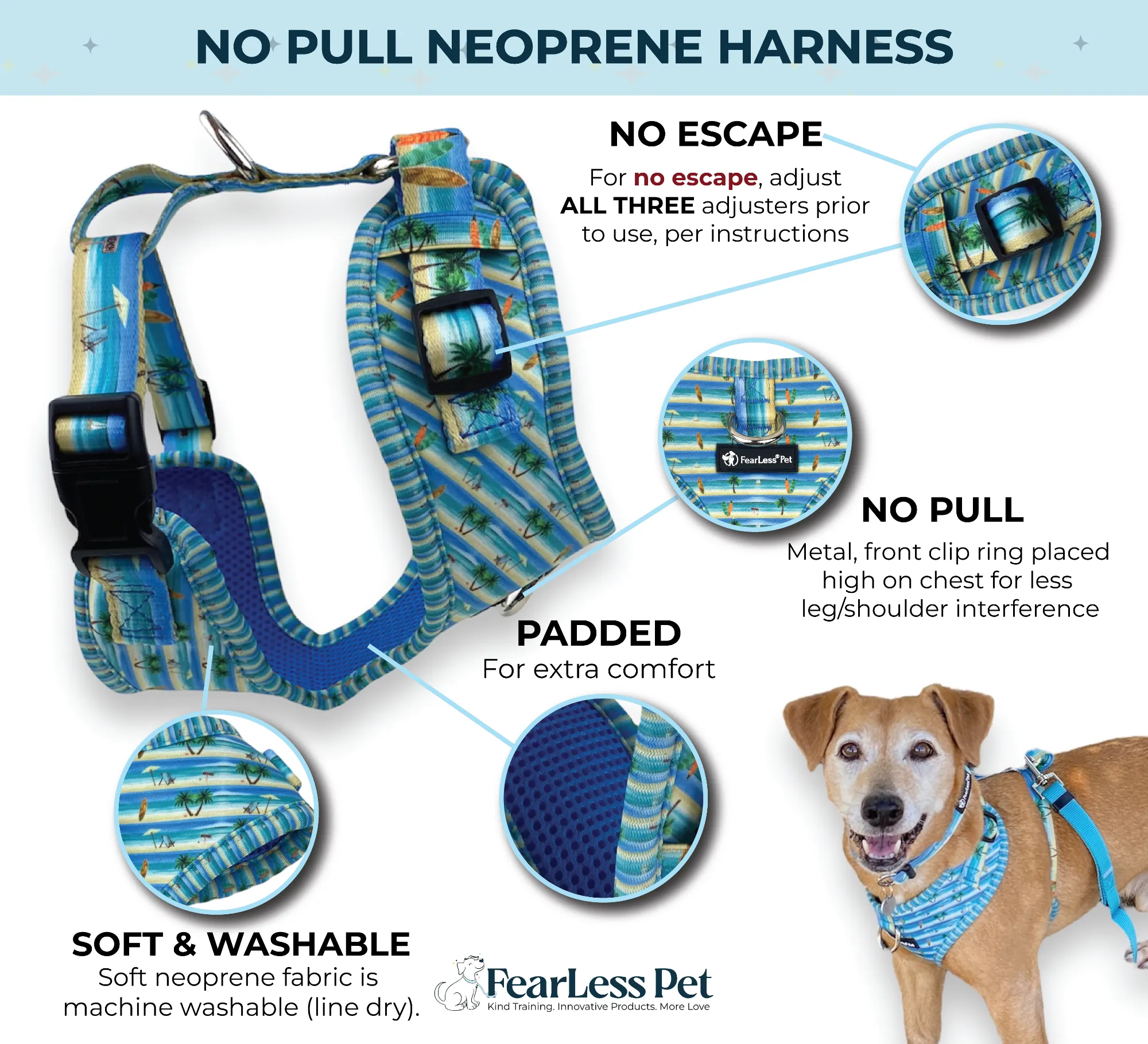 No Pull Pet Harness - Beach