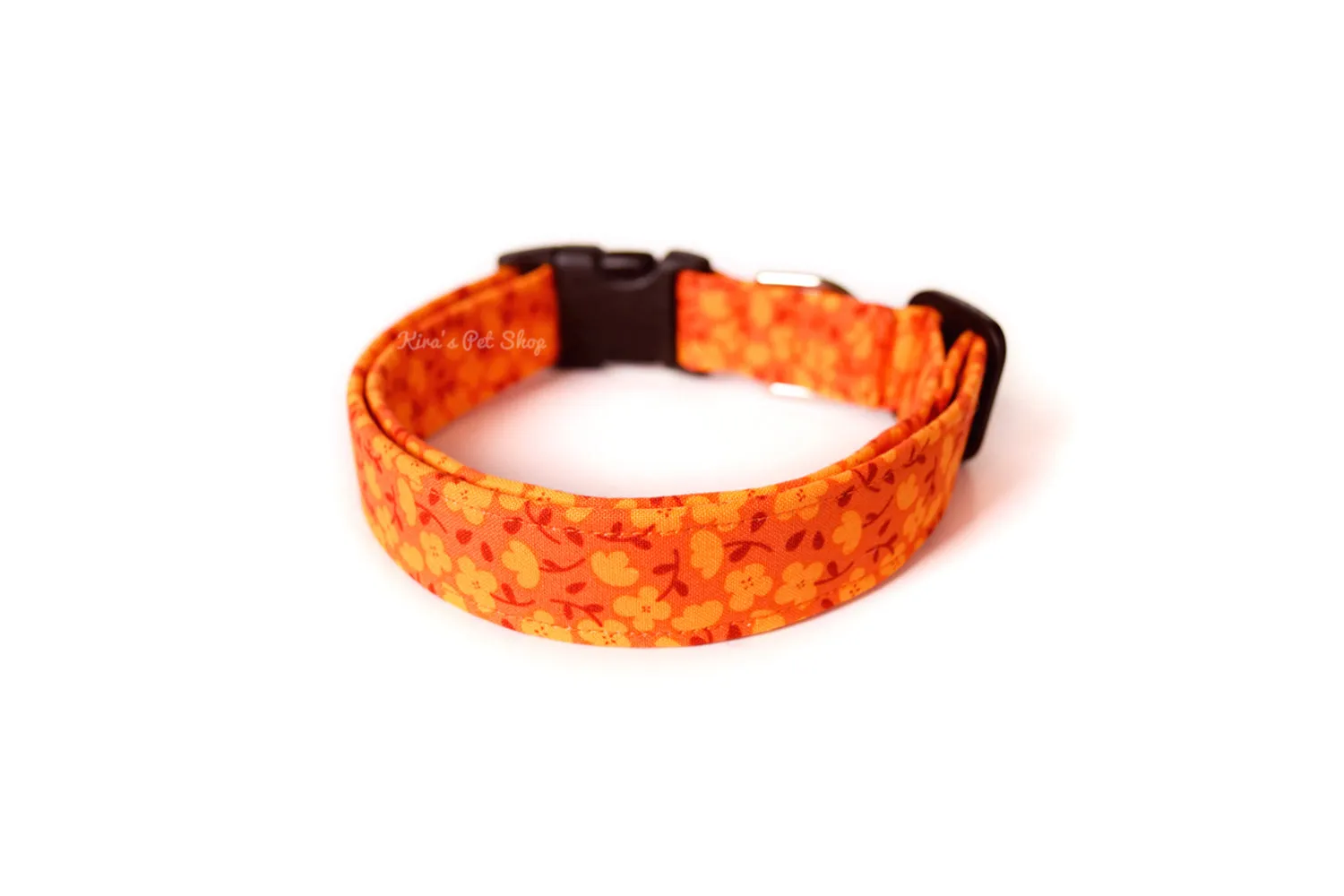 Orange Floral Dog Collar