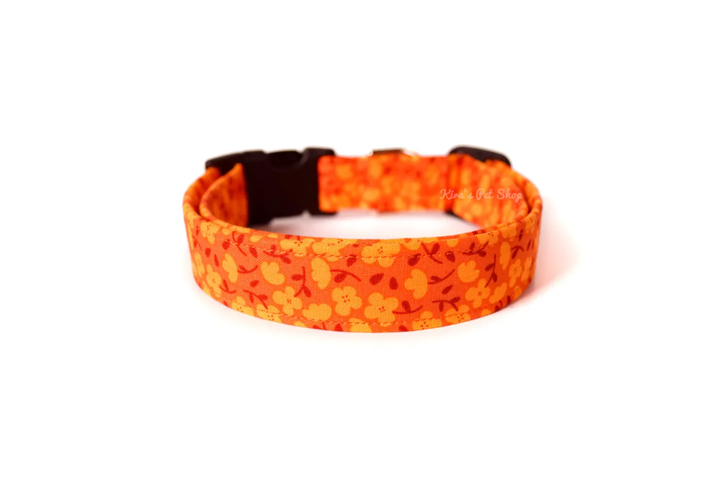 Orange Floral Dog Collar