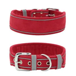 PAWS ASIA Manufacturers Suede Reflective Wide Heavy Duty Large Dog Collar And Leash Set