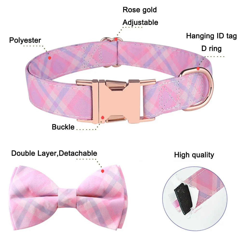 PAWS ASIA Manufacturers Western Style Luxury Colorful Pattern Removable Bow Tie Dog Collars