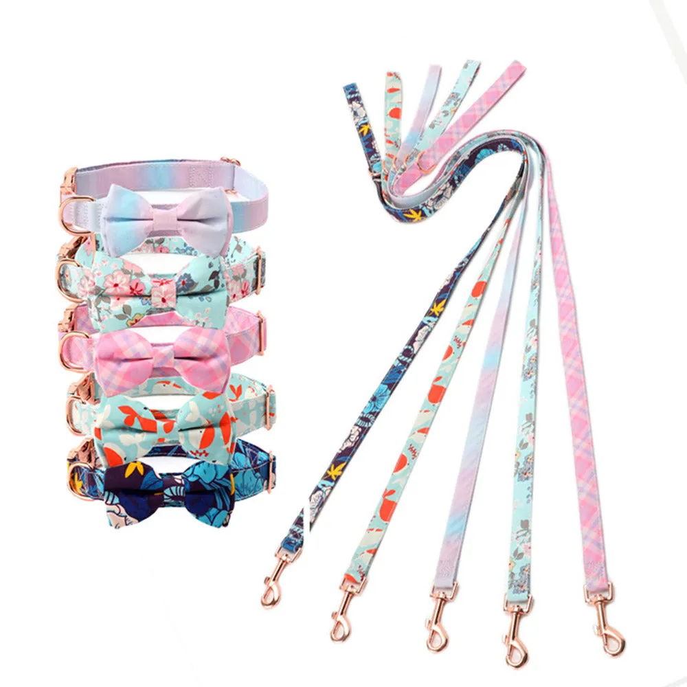 PAWS ASIA Manufacturers Western Style Luxury Colorful Pattern Removable Bow Tie Dog Collars