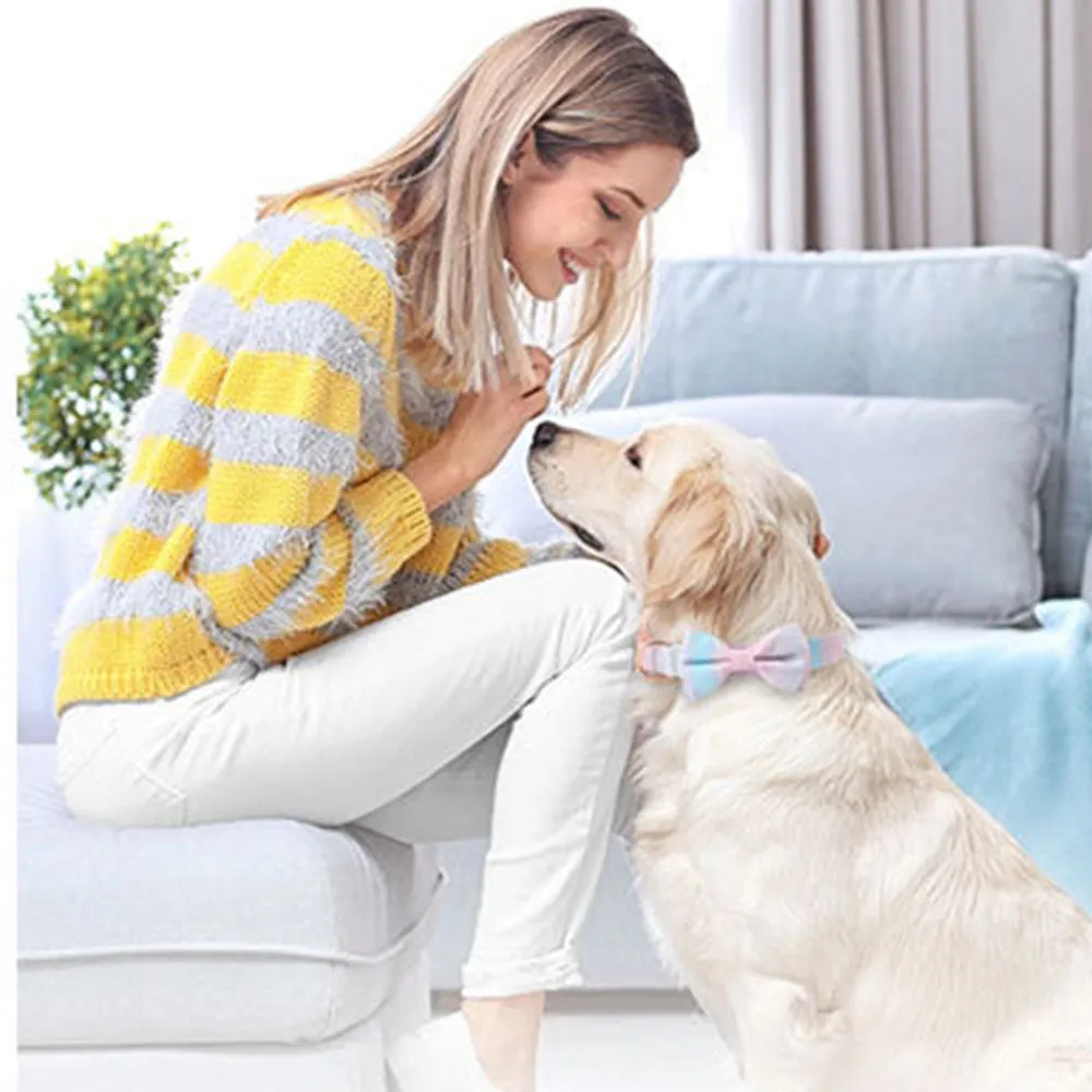 PAWS ASIA Manufacturers Western Style Luxury Colorful Pattern Removable Bow Tie Dog Collars