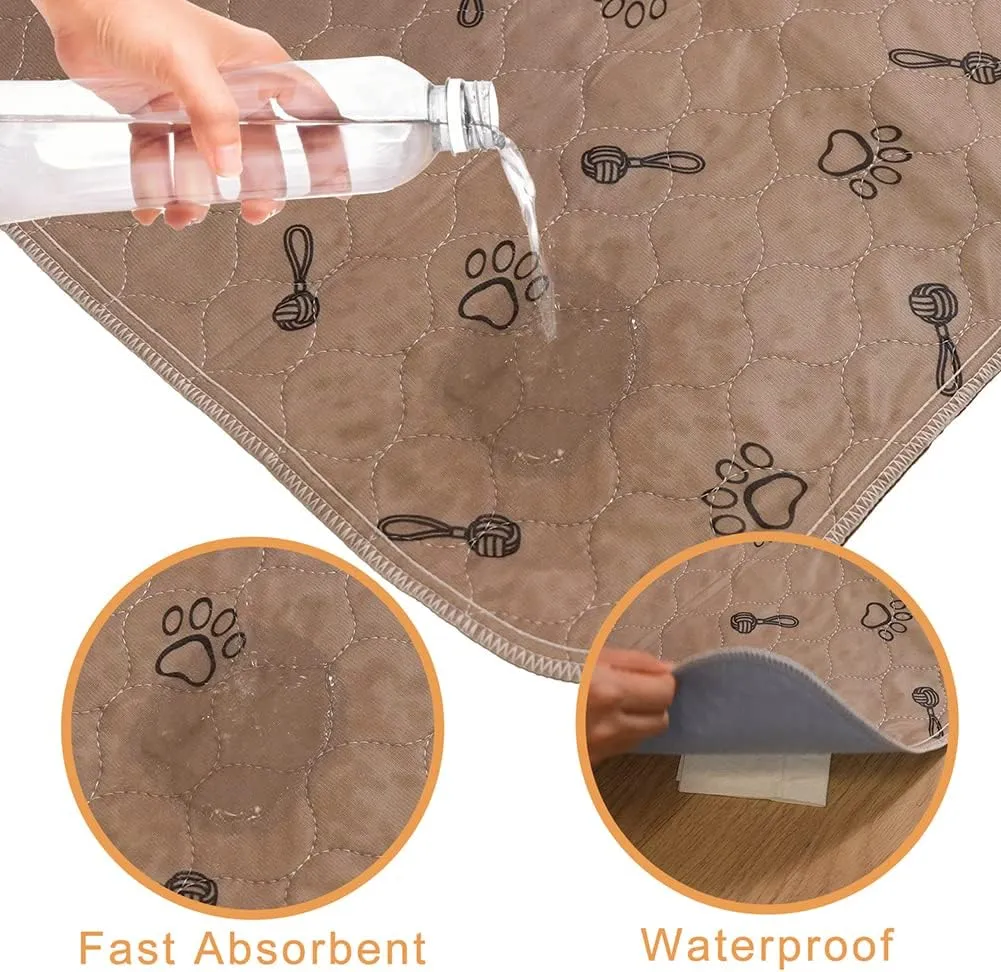 Peepeego 2Pack Pee Pads for Dogs Reusable Free Dog Comb, Waterproof Rug 36x48, Absorbent Puppy Pads Washable, Non Slip Protector for Bed Couch Carpet