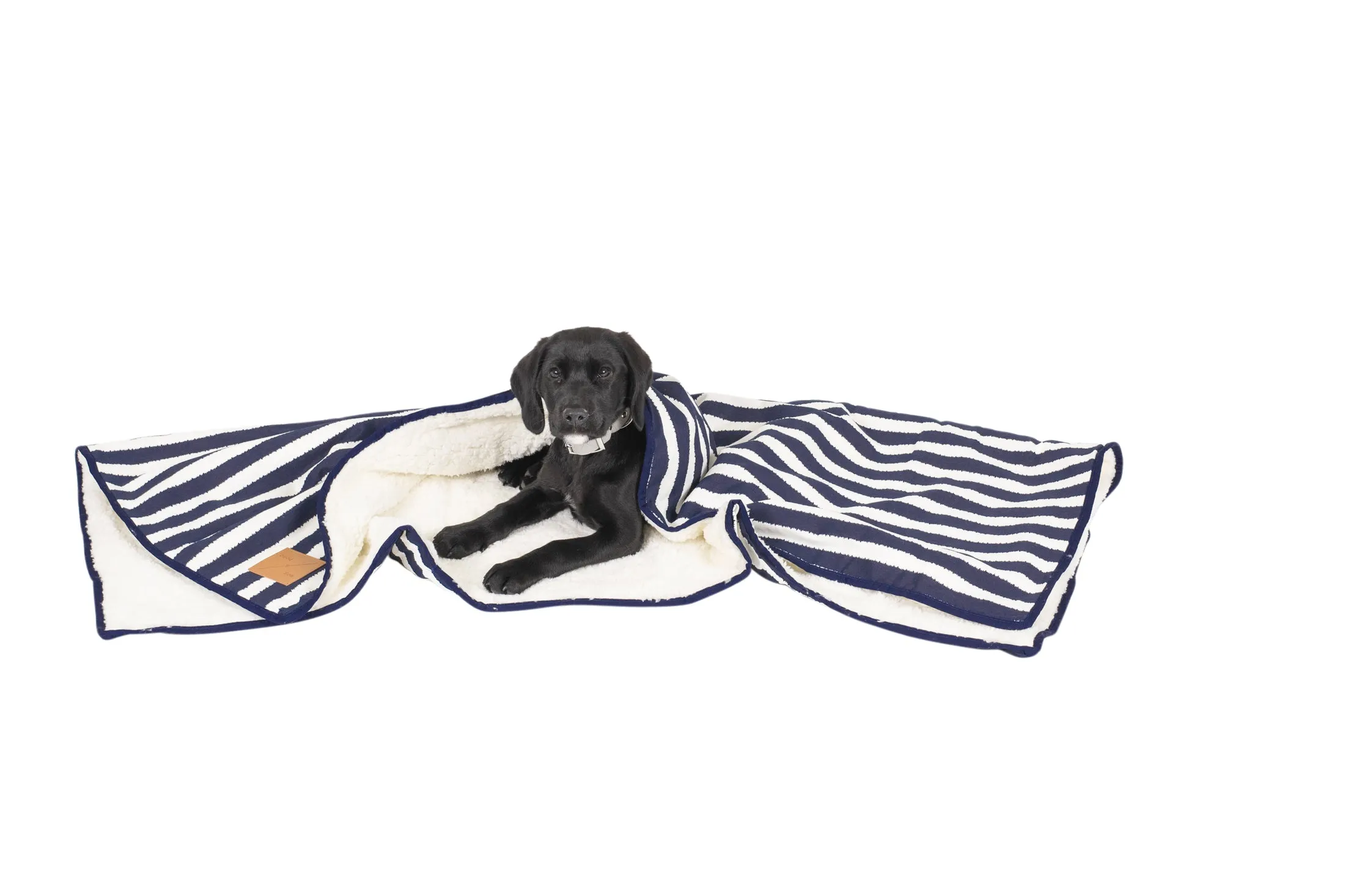 Pet Blanket with Fleece - Navy Hamptons Stripe