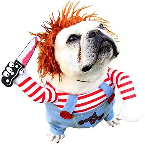 Pet Deadly Doll Dog & Cat Cosplay Costume for Small & Medium Pets - Adjustable Halloween & Christmas Dog Costume