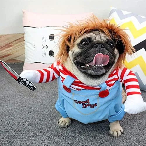 Pet Deadly Doll Dog & Cat Cosplay Costume for Small & Medium Pets - Adjustable Halloween & Christmas Dog Costume