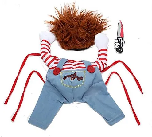 Pet Deadly Doll Dog & Cat Cosplay Costume for Small & Medium Pets - Adjustable Halloween & Christmas Dog Costume