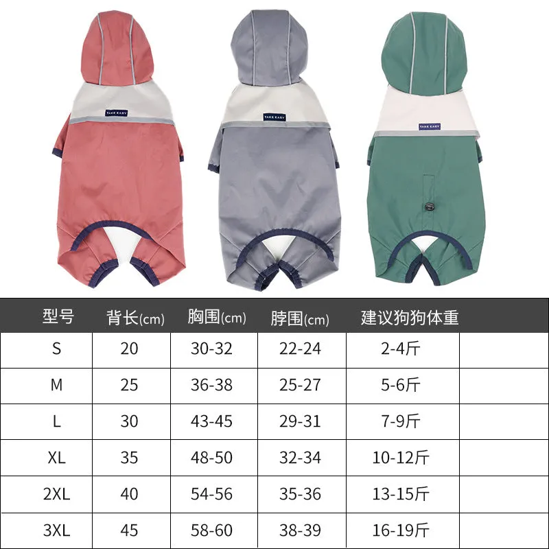 Pet Dog Clothing | Rainproof, Breathable, Portable Reflective Printing Four-Legged Raincoat for Dogs and Cats