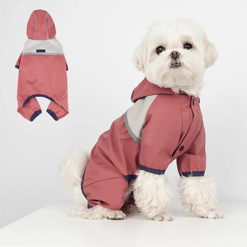 Pet Dog Clothing | Rainproof, Breathable, Portable Reflective Printing Four-Legged Raincoat for Dogs and Cats