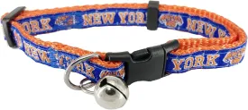 Pets First NBA NY Knicks Adjustable Break-Away Cat Collar with Licensed Team Name & Logo. Cute & Fashionable Basketball Sports Collar with Metal Jingle Bell, Team Color (KNX-5010)