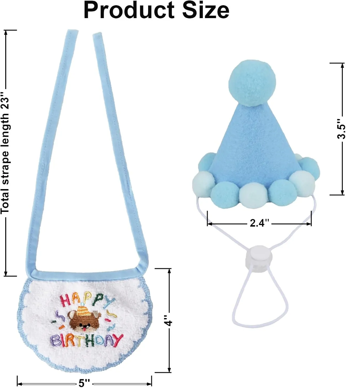 PTDECOR Cat Birthday Party Supplies, Blue Hat with Numbers Cat Bandana Pet Decorations for Kitten Birthday Outfits (Blue)