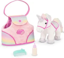 Pucci Pups  Plush Unicorn  Stuffed Animal  Carrier Bag  Comb & Bottle  Kids 3 Years  