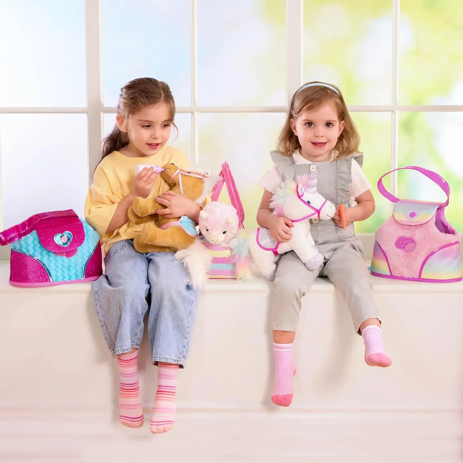Pucci Pups  Plush Unicorn  Stuffed Animal  Carrier Bag  Comb & Bottle  Kids 3 Years  