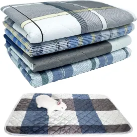 Rabbit Cage Liners, Guinea Pig Bedding Pads Bunny Cage mats Waterproof Reusable Washable Small Animals Cage Liner (4Pcs) (Small Size)