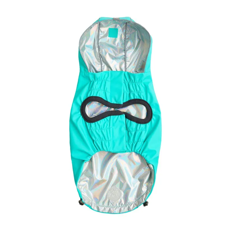 Reversible Neon Aqua & Iridescent Raincoat for Dogs