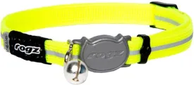 Rogz Reflective Nylon Cat Collar with Breakaway Clip and Removable Bell, fully adjustable to fit most breeds, Yellow