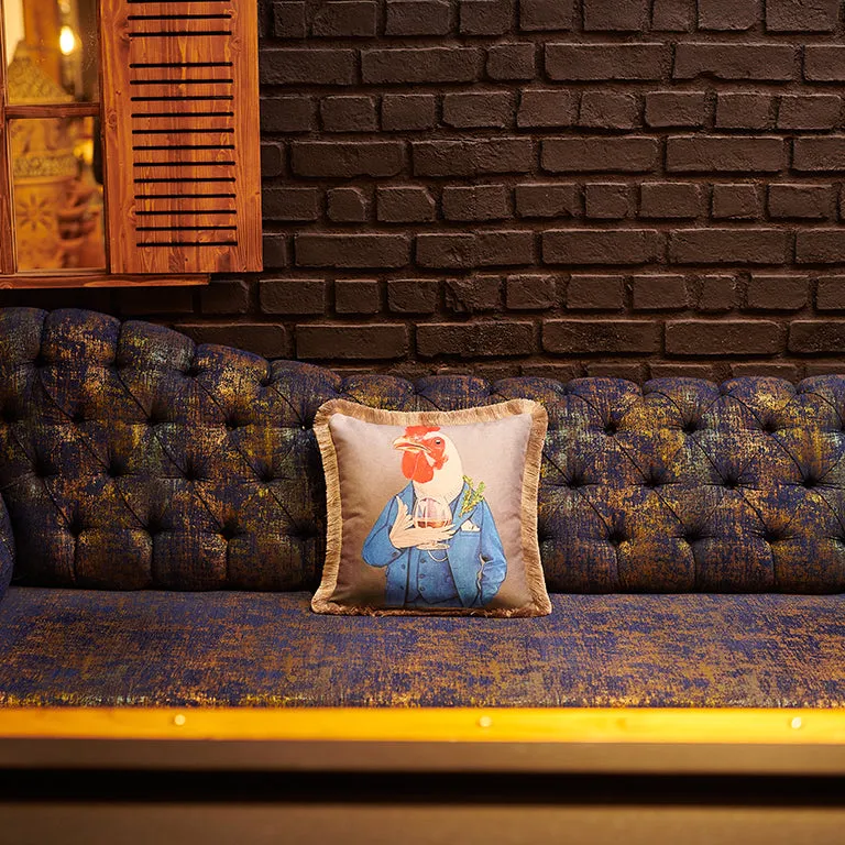 Rubeza Velvet Printed Cushion 45cm x 45cm - Boss Rooster
