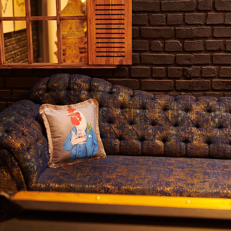 Rubeza Velvet Printed Cushion 45cm x 45cm - Boss Rooster
