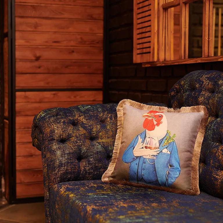 Rubeza Velvet Printed Cushion 45cm x 45cm - Boss Rooster