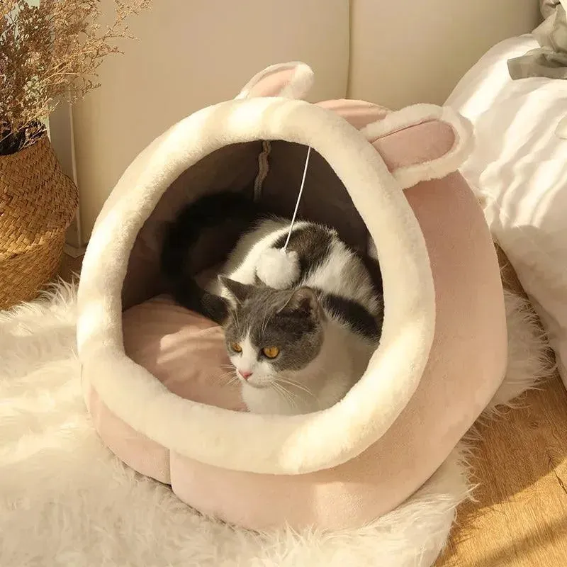 Self-Warming Cat Tent Bed Foldable Washable