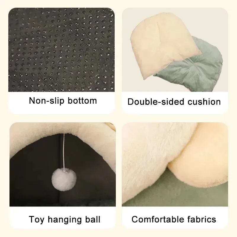 Self-Warming Cat Tent Bed Foldable Washable