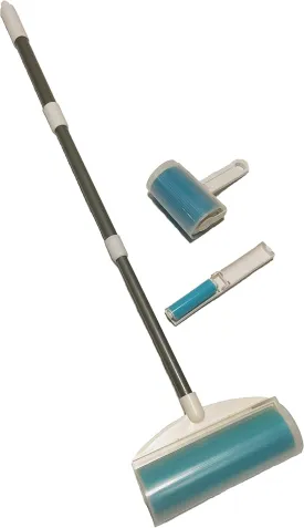 Sticky Resuable Tapeless Lint Roller Cat Dog Hair Remover with Long Handle Washable Tool Pet Shedding Brush Cleans Your Suit/Sofa 3 Diffrent Size One Set