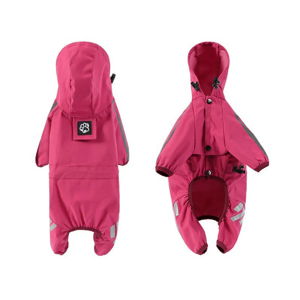 Stylish Waterproof Adjustable Reflective Strip Dog Raincoat with Hood
