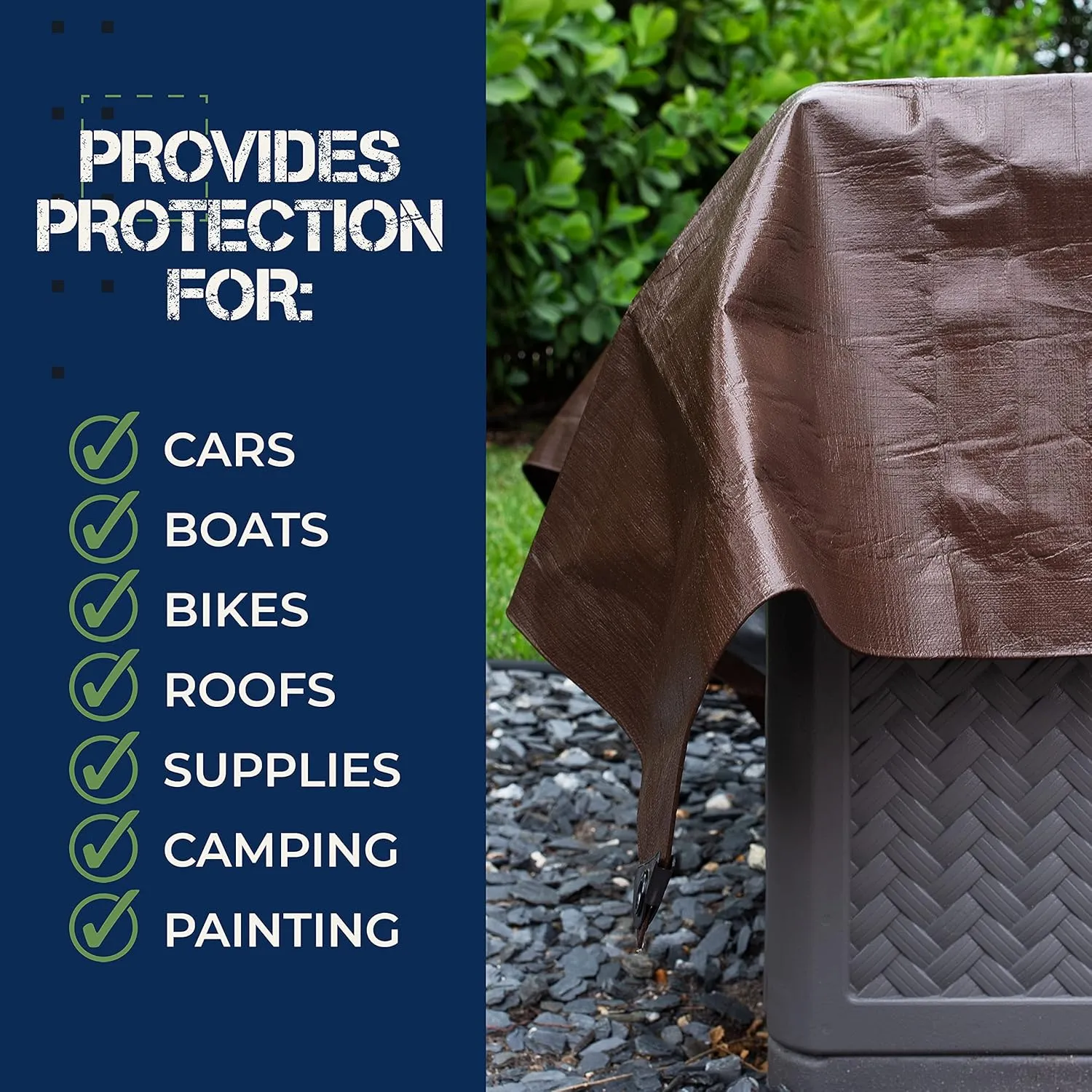 Tent Footprints Tarp Cover Brown/Silver Heavy Duty Thick Material Water Proof Tear Proof UV Resistant Reinforced Edges for Camping Boat Tent RV or Pool Cover Tent Footprints 8X10