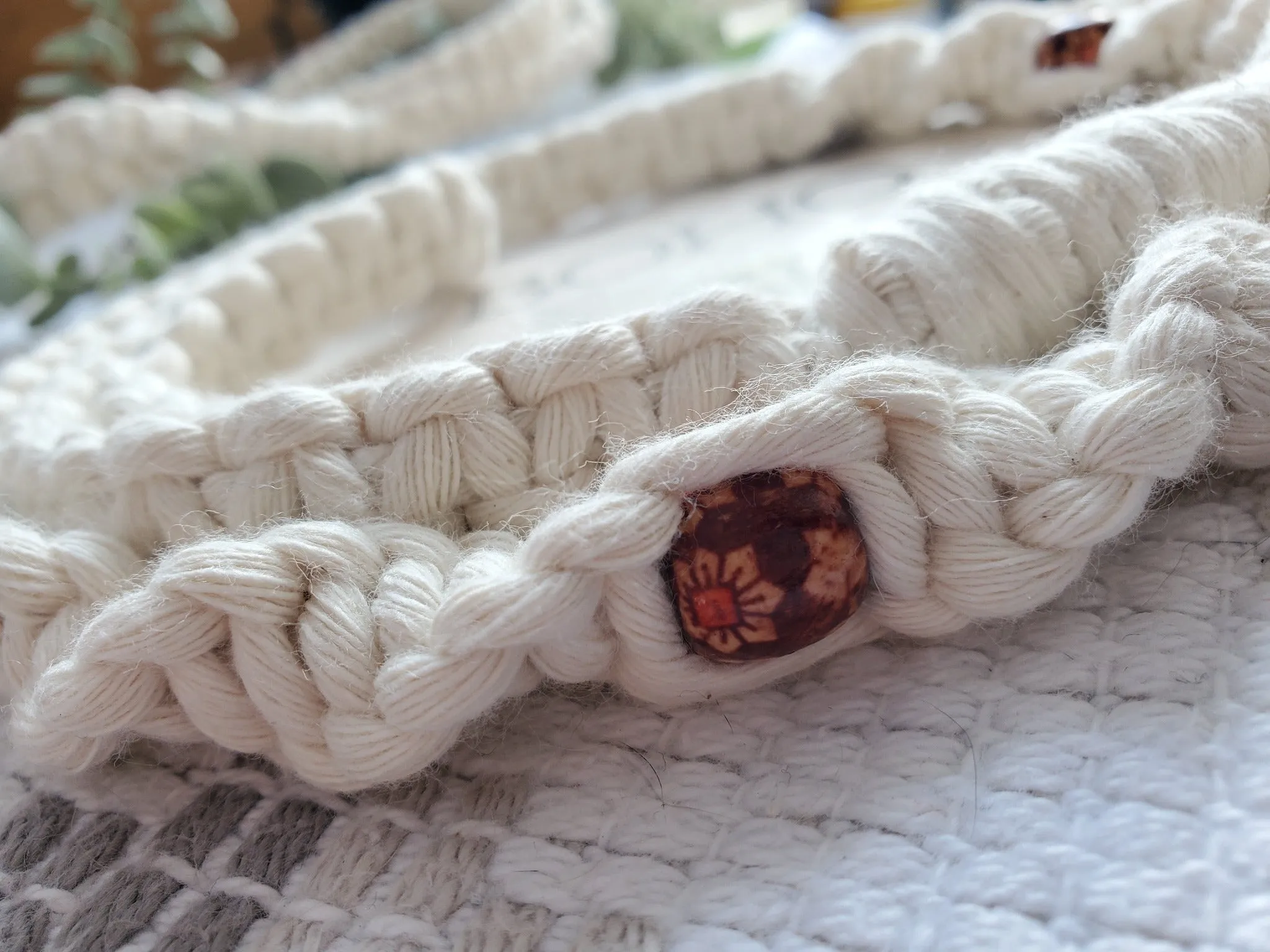 White Dog Leash -  Macrame Style