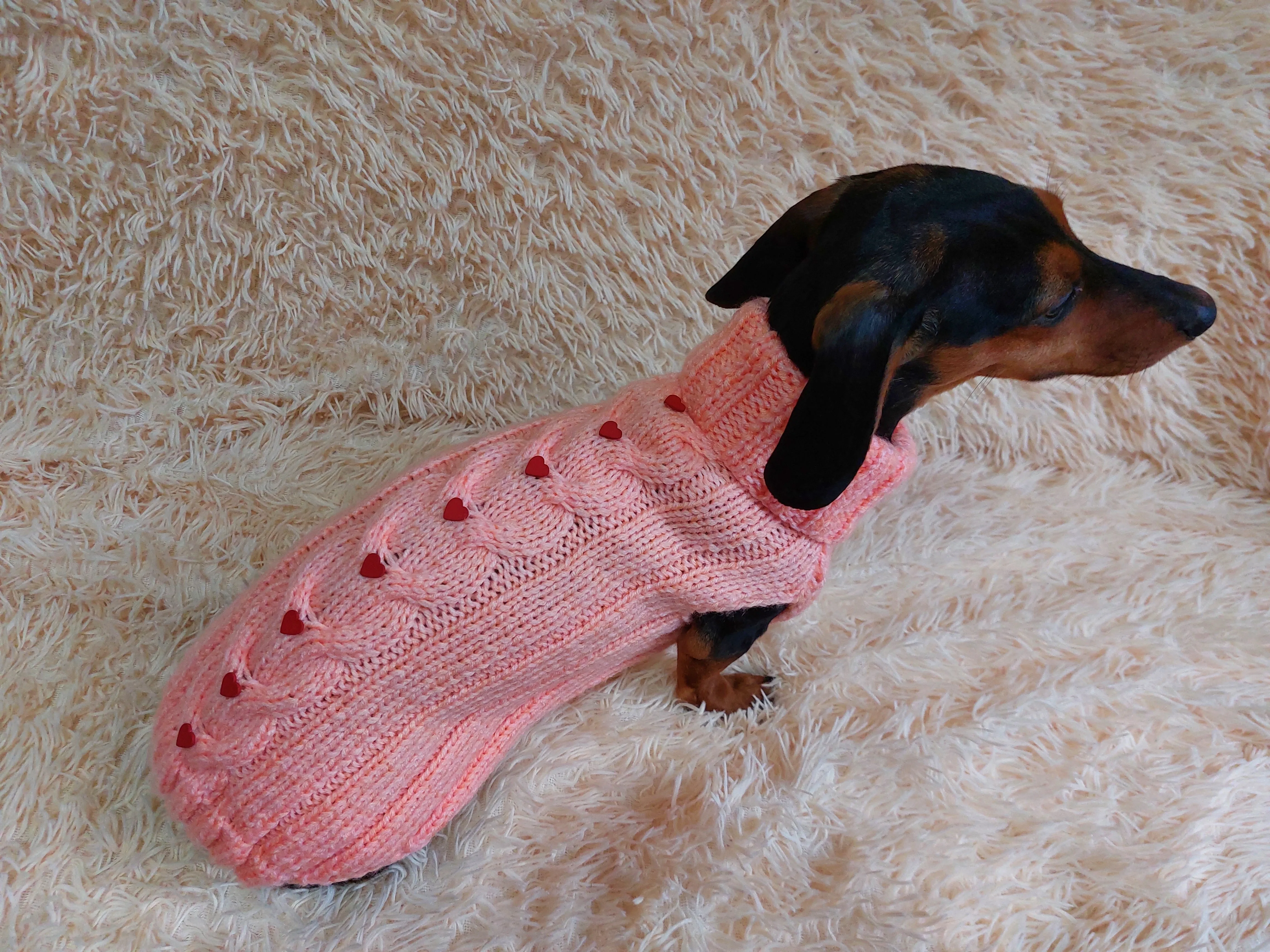 Winter pet clothes sweater with hearts,dog jumper pink with hearts