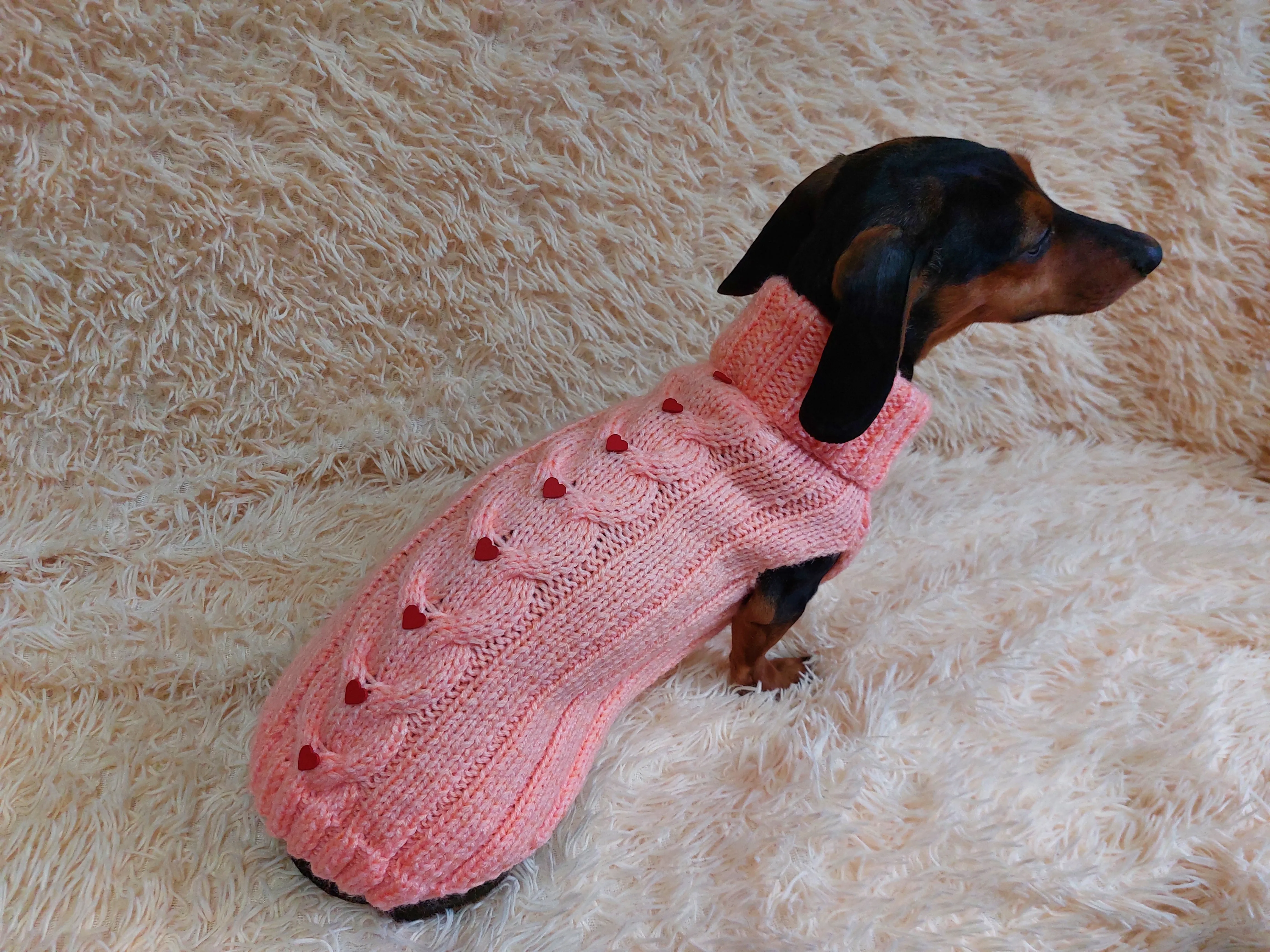 Winter pet clothes sweater with hearts,dog jumper pink with hearts