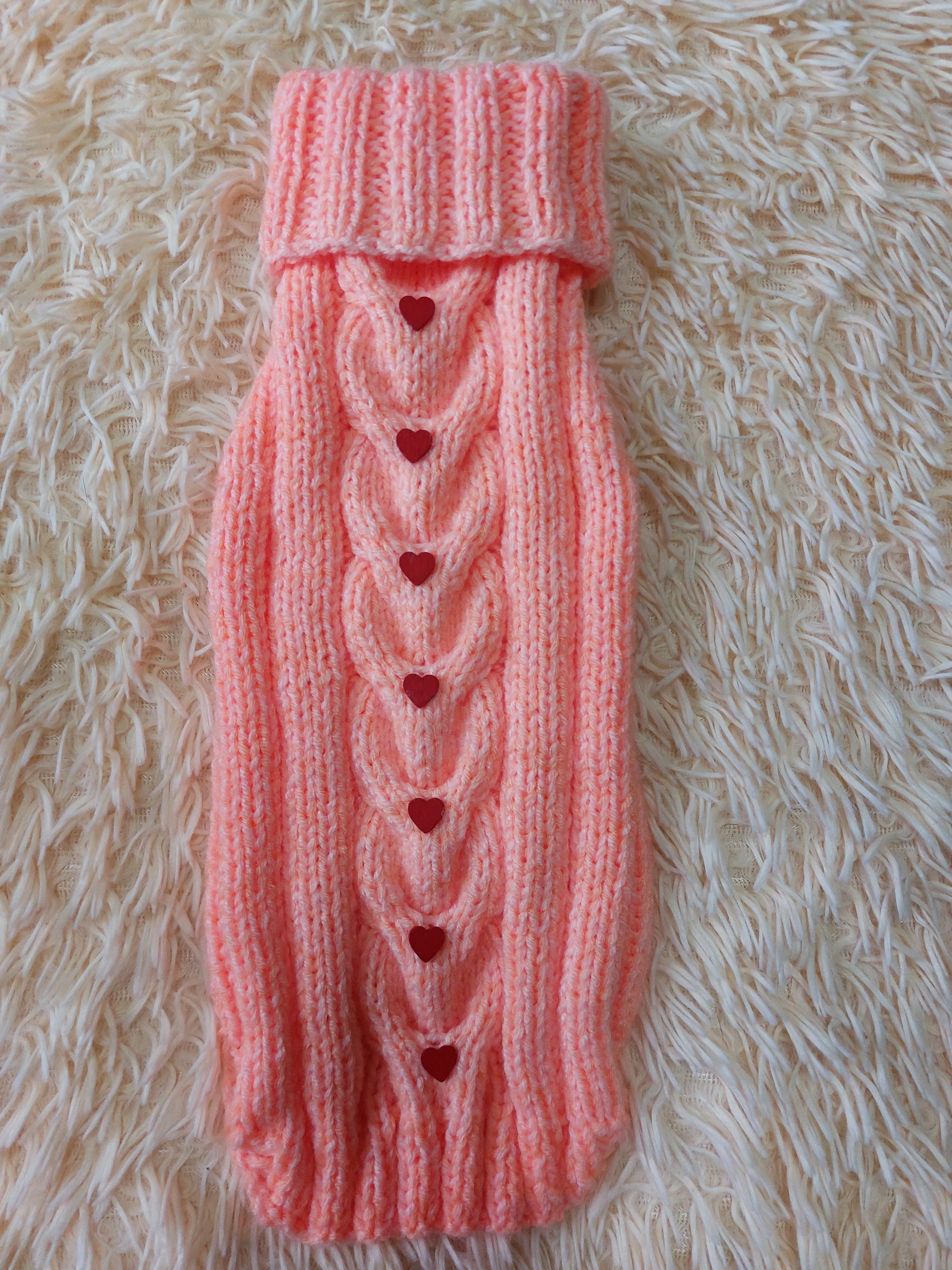 Winter pet clothes sweater with hearts,dog jumper pink with hearts