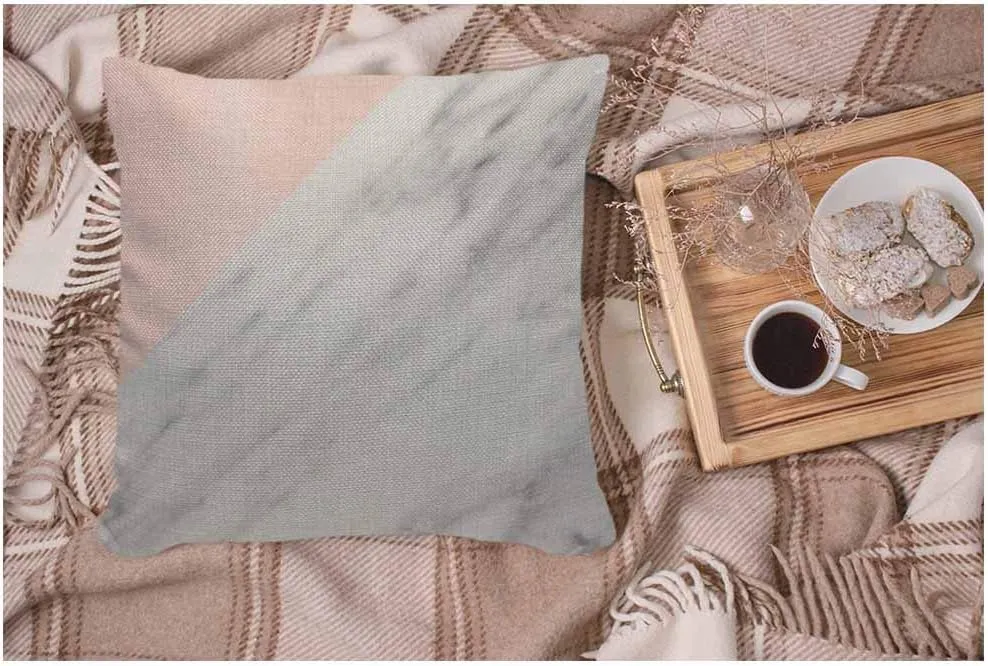 WONDERTIFY Pillow Cover Marble Pattern White Pink - Soft Linen Pillow Case for Decorative Bedroom/Livingroom/Sofa/Farm House - Couch Pillow Cushion Covers 18x18 Inch 45x45 cm