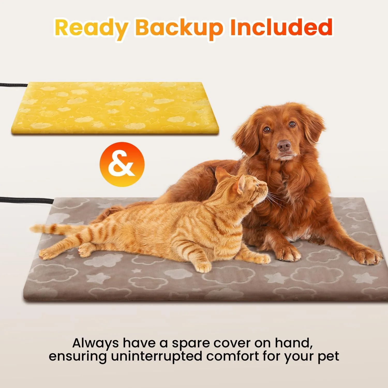 WOOMER Pet Heating Pad for Dogs and Cats, Includes Two Removable Covers, Heated Bed with Steel-Wrapped Cord, Waterproof and Chew-Resistant, 3524 XL Size for Large Breed Dogs
