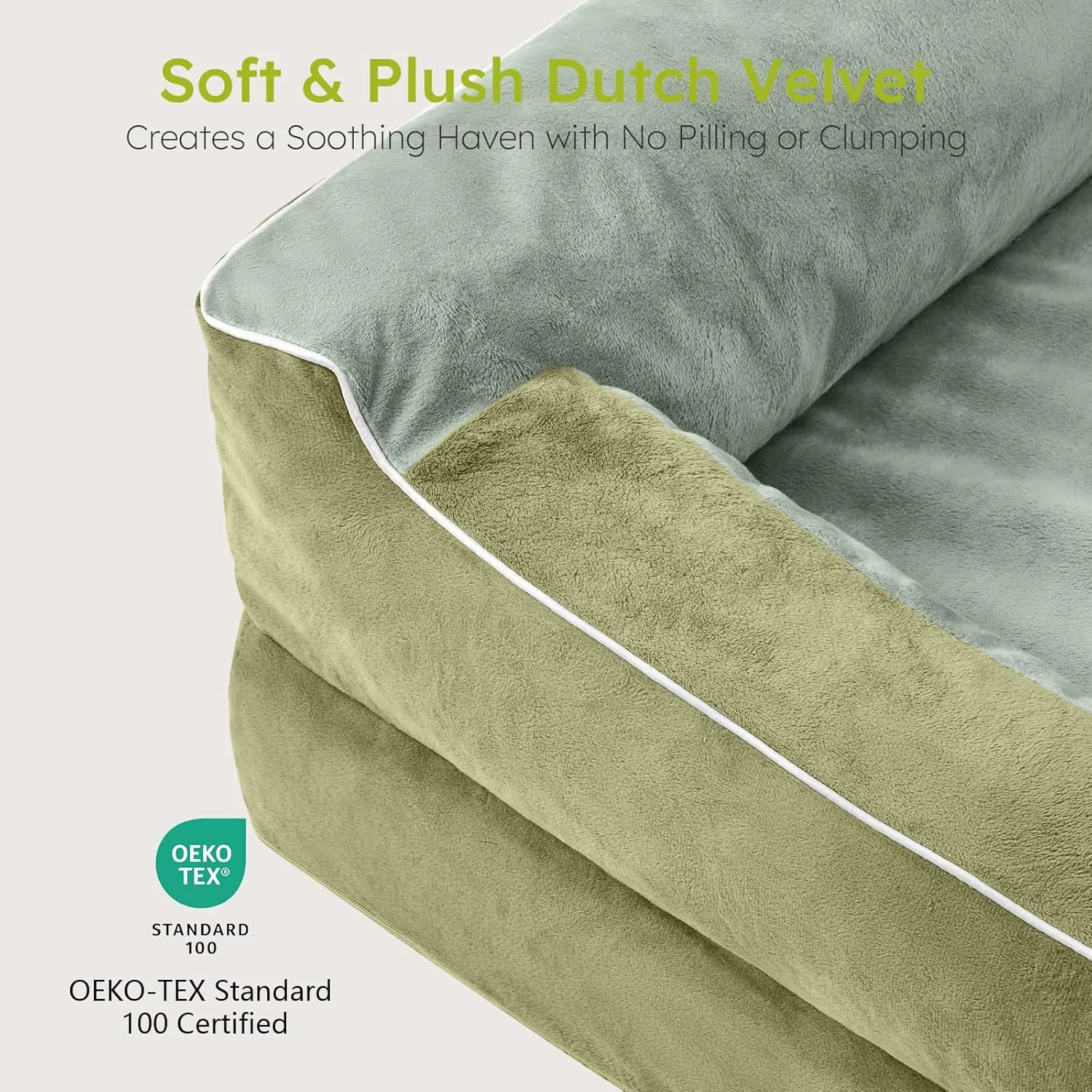 XXL Dog Bed for Extra Large Dogs, Giant Orthopedic Dog Bed with Cooling Gel Memory Foam, Waterproof Pet Bed with Removable Washable Cover, 53" Pet Sofa bed Dutch Velvet with Bone Toy, Dark Green